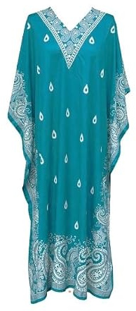 Women’s Beach Kaftan 50 Inch Long – Lightweight Kimono Sleeve Maxi Cover Up – Polyester Summer Kaftan Dress for Beach, Holiday, Resort & Lounge Wear