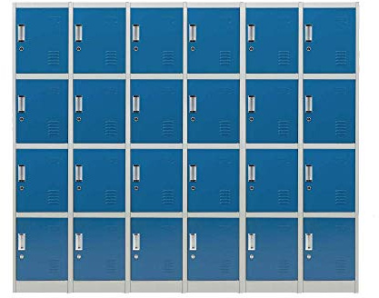 Racking Solutions 6 x 4 Door Metal Storage Lockers, Blue & Grey Steel Lockable Unit, Staff Gym School Changing 1850mm H x 380mm W x 450mm D