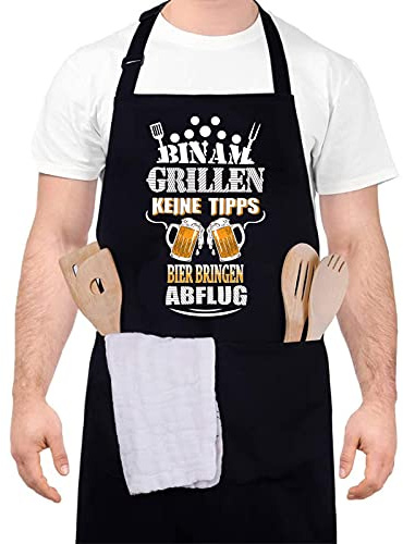 upain Grembiule da barbecue per uomini, divertente e divertente, non c'è bisogno di birra! Grembiule da cucina in cotone regolabile con due tasche frontali come idea regalo per uomo papà nonno