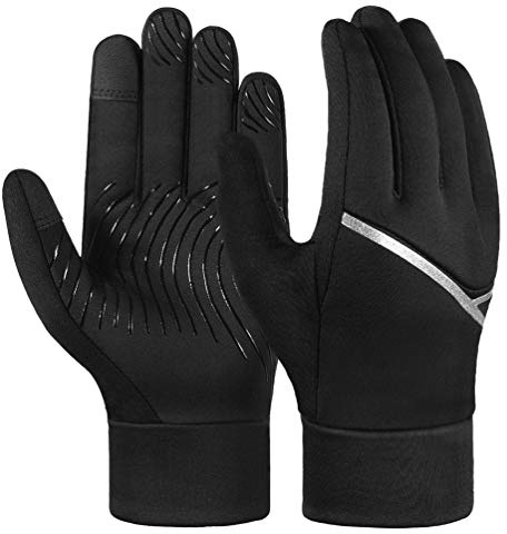 Boys Gloves Magic Kids Winter - Touch Screen Girls Thermal Elastic Cuff Non-Slip Glove for Age 8-10 Years Old Children Teenage Snow Ski Running Bike Riding Cycling Outdoors Sports Hand Warm/Black L