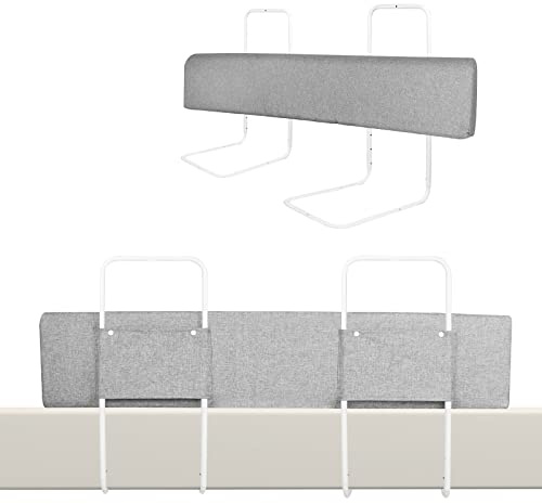 XMTECH Barn sänggaller, sängskydd, sänginramning, 40–60 cm, justerbar höjd, spjälsängsskydd, fallskydd för småbarn och babysäng, linnegrå, 100 cm