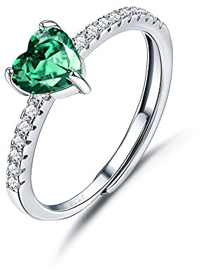 JeweBella Herz Ring Silber 925 für Damen Eleganter Zirkonia Ring Verstellbar Freundschaftsring Trauringe Verlobungsring Eheringe Promise Ring Schmuck Geschenk