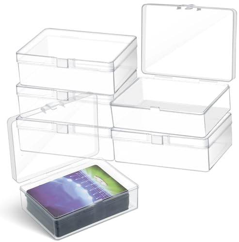 Vicenpal 6 Pcs Playing Card Boxes Clear Plastic Deck Cases Trading Card Storage Boxes Game Cases Holder 4.05 x 2.91 x 1.35 Inch