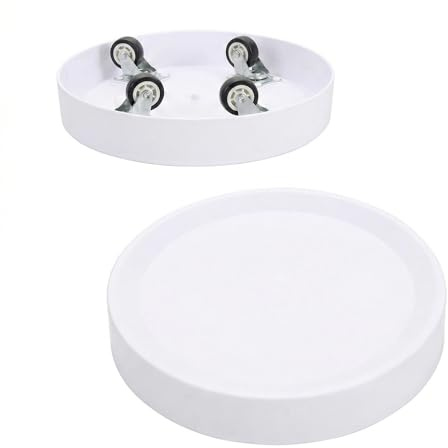 KangTeer Lot de 2 supports mobiles à roulettes pour plantes avec roues cachées -Diamètre intérieur 21,5 cm, Chariot rond pour intérieur et extérieur - Blanc