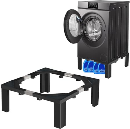 Zsytbyyds 1200LB Heavy-Duty Stainless Steel Laundry Pedestal | Universal Riser for Front Load Washer & Dryer | Anti-Vibration Design, Tool-Free Install(Black)