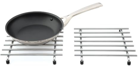 simplywire – Salvamanteles de Metal – Paquete de 2 - Resistente al Calor – Protectores para la encimera de la Cocina – Cuadrado - Cromado