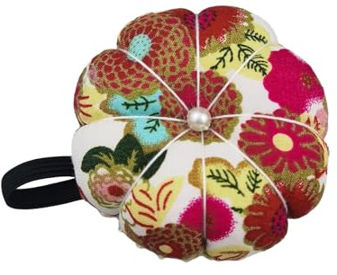 Sewing Pin Cushion - Pin Cushion, Arm Pin Cushion, Sewing Pin Cushion with Pumpkin Ribbon | Cute Floral Pattern Pin Cushion with Elastic Strap for All Pols