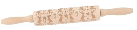 Amosfun Easter Rolling Pin Embossed Wood Baking Tool Kitchen Supplies for Pasta Cookie Pastry