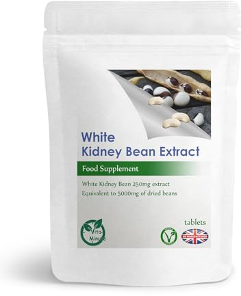 100 x White Kidney Bean 5000mg Extract Tablets, Diet, Heart, Carb Blocker, Weight Management, Vegan