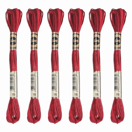 PATIKIL 6 Madejas De Hilo Para Bordar, Hilo De Poliéster Para Pulseras De Bordado A Mano Y Punto De Cruz, Rojo Oscuro