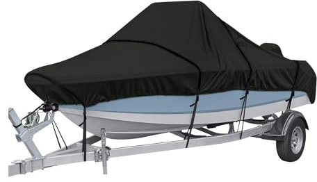 Ergocar vattentätt båtskydd 420D 6 meter x 2,9 meter canvas kajakavskydd V-format dammtät UV-skydd med förvaringspåsar för båtar 17–19 fot