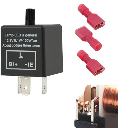 Relè Lampeggiante Elettronico Regolabile 3 Pin CF13KT per Lampadine LED Indicatori di Direzione, Relè Frecce LED Moto 3 Pin, Indicatori Direzione per Auto e Moto, 12V 150W