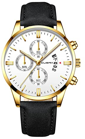 Mode sport män rostfritt fodral läder kvarts analog armbandsur digital väckarklocka, E, En storlek