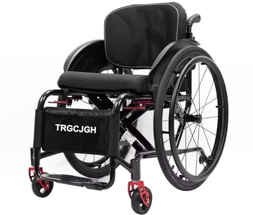 TRGCJGH Rullstol, lätt vikbar reserullstol, stol av aluminium, med bromsar, lätt, transport rullstol (svart, 40 cm/15,7 tum)