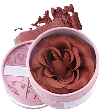 Cheek Blush - Rose Blush | 3D Petal Rose Makeup Blush with Natural Fragrance for a Radiant Complexion 3.5G Scented Pigmented Highlighter for and Stage, Smooth, Blush, Blue