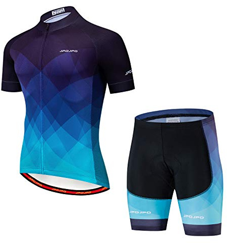 JPOJPO Herren Radtrikot Set Radtrikot Kurzarm + Männer Radhose mit 5D Sitzpolster MTB Fahrradbekleidung