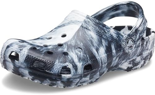 Crocs Unisex Adulto Classic Marbled Clog Zueco, White/Black, 38/39 EU