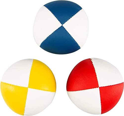 3er Set Diabolo Premium Soft Jonglierbälle zweifarbig (67mm) – Jonglierballset Füllung aus hochwertiger Vogelhirse, wasserabweisend, softes Kunstleder