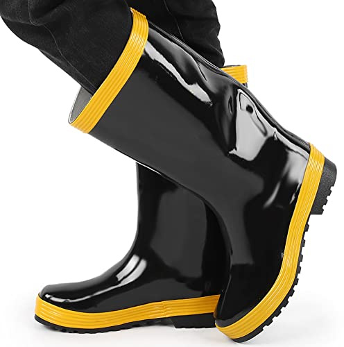 Bottes de Sécurité, Bottes en Caoutchouc de Sauvetage de Lutte contre L'incendie Chaussures de Protection Bottes de Pluie Caoutchouc Antidérapantes Résistantes aux Hautes Températures(44-44)