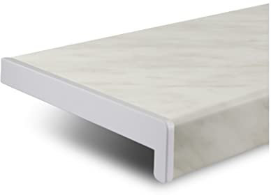TJ Fensterbank Innen Kunststoff Marmoroptik / 25 x 110 cm Fensterbank inkl. Seitenabschluss/PVC Fensterbank nach Maß/Fensterbank Innen kratzfest und feuchtigkeitsundurchlässig