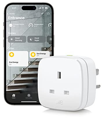 Eve Energy (Matter) - Smart Plug and Power Meter, app and voice control, automate lights and appliances, for Alexa, Apple Home, Google Home, SmartThings, Home Assistant, Thread Border Router needed