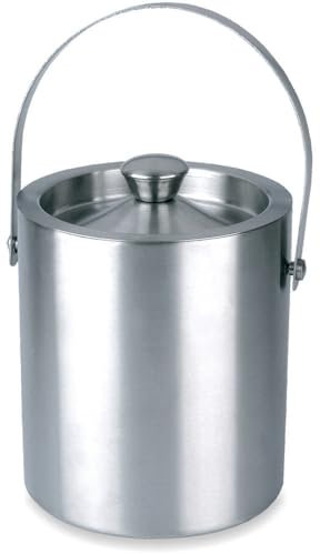 Secchio da 2 litri in acciaio inox silvano, coperchio ermetico e pinza per ghiaccio, doppia parete isolante termico, secchiello refrigerato bottiglie per feste e bar, Ice Maker, accessori per cocktail