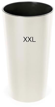 MELTOM Pot de fleurs rond brillant slim avec insert amovible (Crème, XXL-75cm)