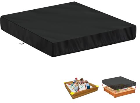 LAMUNI Sandkasten Abdeckung Plane für Sandbox, 160x160x20cm Sandkasten Abdeckplane wasserdichte Sandkastenabdeckungen Staubdichte 420D Oxford Sandkiste Schutzhülle für Sandkasten Pool Garten