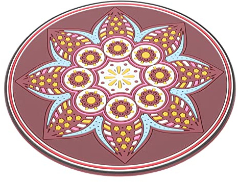 Toyvian Tappetino Grande Per Campane Tibetane Mandala Marrone, Cuscino Ricamato Per Meditazione Buddista, Accessorio Portatile Antiscivolo Per Ciotola Sonora Religiosa