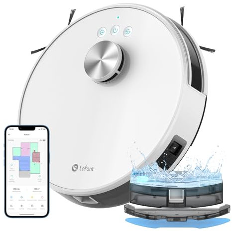 Lefant M1 Robot Vacuum Cleaner and Mop, dToF Laser Navigation, 5500Pa Strong Suction, 150Min, 55dB Quiet, Multi-Level Mapping, 2.4G WiFi/App/Alexa Control, Ideal for Pet Hair, Carpets and Hard Floors