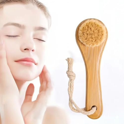 Spazzola viso a secco setole naturali di Cinghiale e Legno di Bambù MADE IN ITALY - Rimuove Cellulite e pelle morta con Massaggio Scrub esfoliante Dry Brush Antirughe