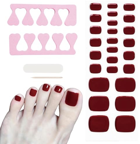 Esshogo 1 set di pellicole per unghie dei piedi, pellicola UV rossa, adesivi per manicure fai da te per le donne, pellicola adesiva per unghie dei piedi