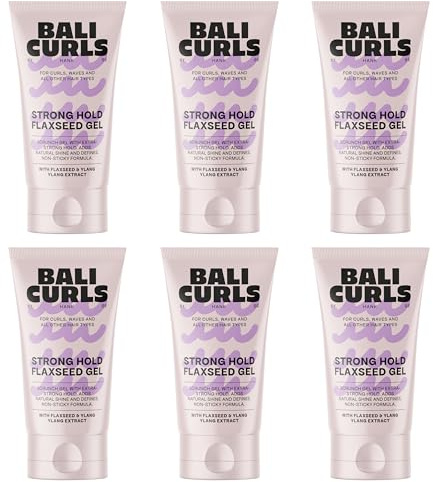 Bali CURLS Strong Hold Flaxseed Gel 6 x 150 ml – Gel Scrunch extra fort pour des boucles définies – Tenue longue durée & brillance naturelle – Convient pour la méthode Curly