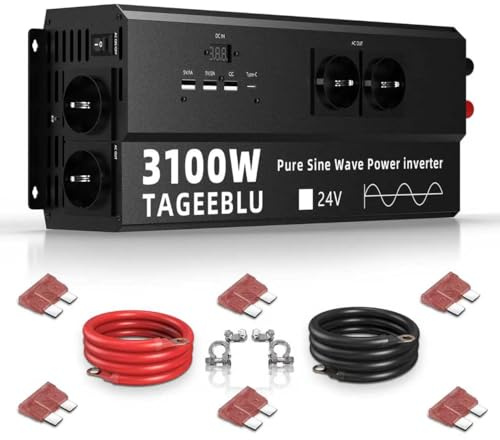 TAGEEBLU 3100W Inversor 24v 220v Onda Pura, Transformador 24v a 220v camion