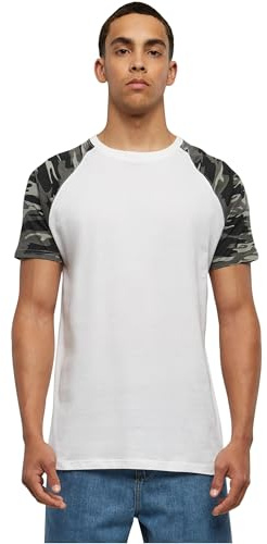 Urban Classics Raglan Contrast Tee T-Shirt, Blanc/Camouflage Foncé, M Homme