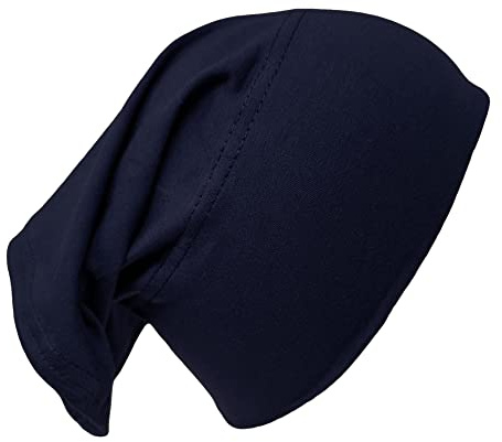 Bonnet 100% Cotton Tube Hijab Bandana Under Hijab Head Sleep Cap Under Scarf Bone Headscarf Turban Stretchy Beanie Cancer Hair Cover Protection Patients Care Hat Sweat Absorbent Ramadan Eid (Navy)