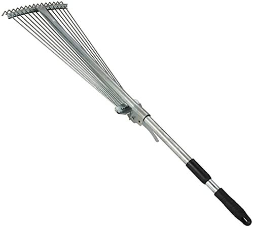 Harke Laubbesen Kleinrechen Leichter Garten Garten Laub Rake | Teleskopweiterung Metall Unkraut Rechen mit verstellbarem Griff | Für schnelle Reinigung von Unkraut