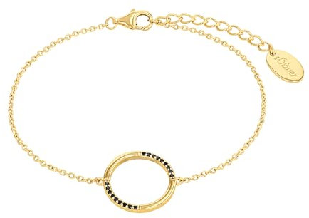 s.Oliver Armband 925 Sterling Silber Damen Armschmuck, mit Zirkonia synth., 17+3 cm, Gold, Ring, Kommt in Schmuck Geschenk Box, 2034888