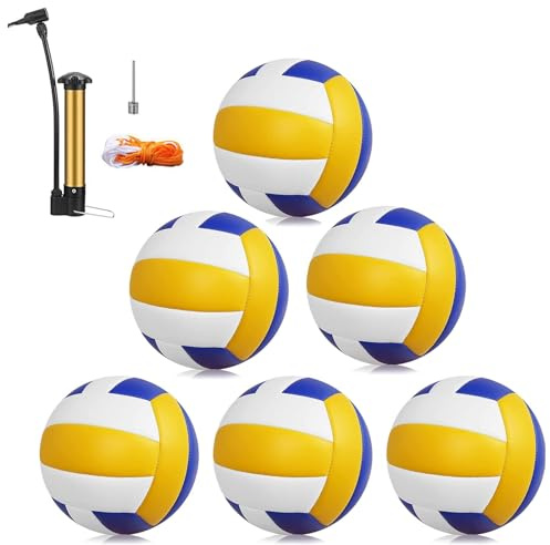 Magicorange Volleyball,6 Pack Official Size 5 Volleyballs,Blue Yellow