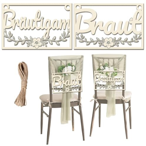 Satz Von 2 Braut und Bräutigam Holzstuhl Dekorationen, Hochzeit Stuhl Zeichen, Braut und Bräutigam Holzstuhl Zeichen, Hochzeit Stuhl Dekorationen Zeichen, Hochzeit Dekoration Foto Requisiten