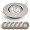 EMOS LED Einbaustrahler 230V dimmbar, 4,9W / 480lm, 50° schwenkbar, warmweiß 2700K | Set mit 6 Stück Einbaustrahler LED Spot ultraflach, rund | Deckenspots LED dimmbar für Innenräume, Farbe silber