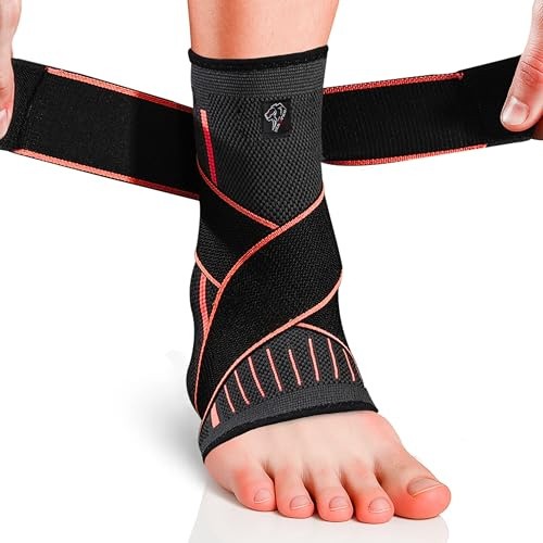 NEO X-PRO Cavigliera per distorsione – Tutore caviglia con fasce elastiche e compressione regolabile – Sollievo dai fastidi e sostegno nel recupero – Unisex, destra/sinistra (Arancione, M)
