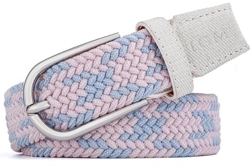 PACDE Cintura da Donna in Tela Elastica Intrecciata con Colori Candy Western Cintura Sottile e Flessibile per Donna, Rosa e blu., for38-39waist size