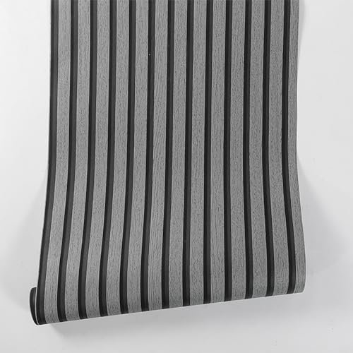 Baketron Dark Gray Wood Effect Wallpaper Wood Slat Wall Panelling Wallpaper Feature Retro Wooden Panels for Walls Living Room Bedroom Hall Hallway Woodchip Wallpaper for Adults Boys Man