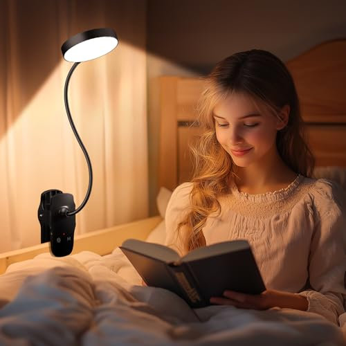One Fire Desk Lamp, 1800mAh Wireless Lamp 60h of Use, 5 Brightness/5 Colors/Memory Desk Light USB Lamp,Flexible Table Lamp, 400LM+36 LED Clear&Bright for Reading,Office,Study,Craft,Makeup (Black)