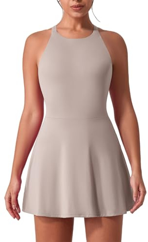 IDOPIP Vestido de tenis para mujer, vestido de golf con sujetador integrado y shorts con bolsillo, espalda cruzada recortada, vestido deportivo para chicas, vestido de entrenamiento, vestido casual