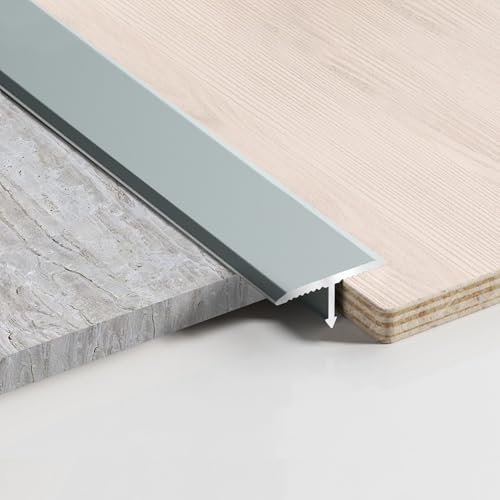 T-Profil Aluminium, Übergangsprofil Bodenleisten 3 Stück, 900 x 20mm Übergangsleiste für Türschwellen und Verbindungsböden von Laminatdielenfliesen, Grau