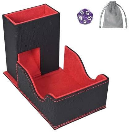 Elifel Vassoio magnetico per dadi in pelle PU, torre porta dadi pieghevole 3 in 1, tappetino per giochi da tavolo MTG RPG DND Dungeons and Dragons DND Regalo