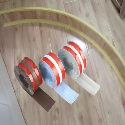 VQWQV Striscia di Transizione Divisoria Piatta Pavimento in Vinile Autoadesivo L320cm per Cucina Piano di Lavoro Bagno Vasca da Bagno Protezione Bordi Parete(Bianco,W5.5cm)