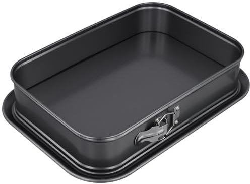 SINJEUN Springform Rektangulär, 36 x 24 x 8 cm Svart kolstålbakform med antihaftbeläggning och klämma, hörnform för kakor, bakning